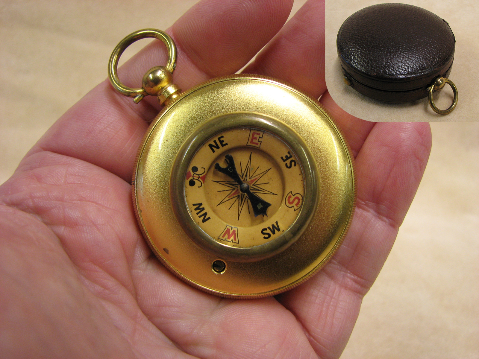 Victorian pocket barometer and compass compendium with Improved Scale dial